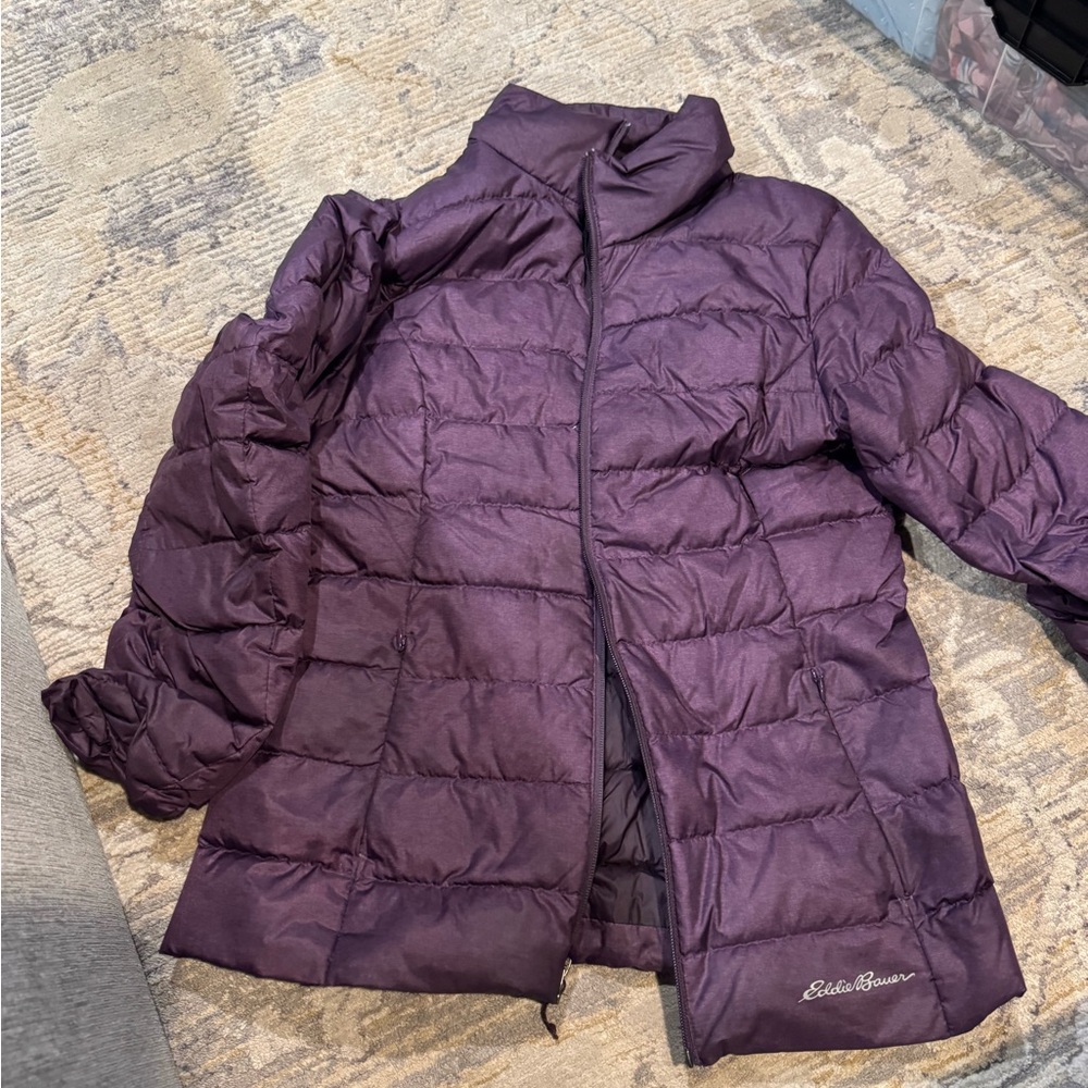 Eddie Bauer Purple Puffer Jacket with Quilted Design